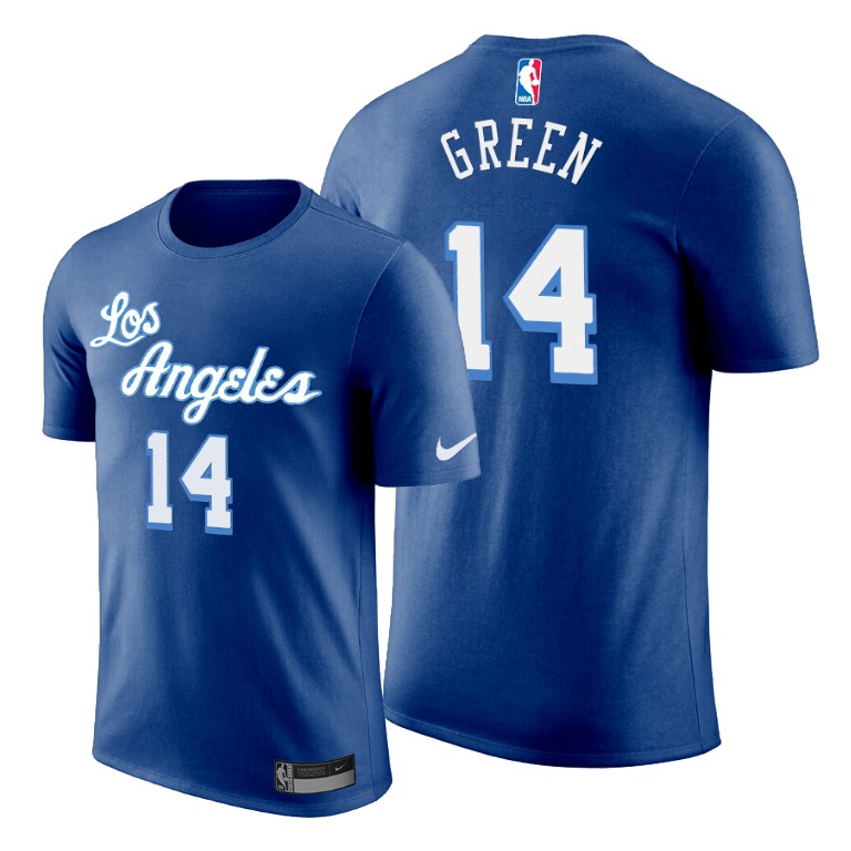 Men's Los Angeles Lakers Danny Green #14 NBA 2019-20 Edition Hardwood Classics Blue Basketball T-Shirt FXH5383VO
